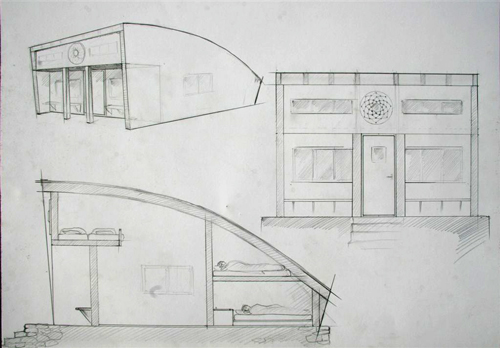 Most recent design of the hut